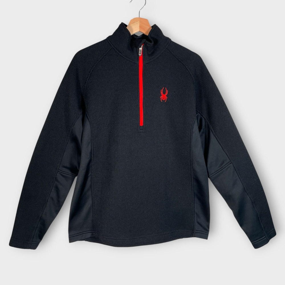 Spyder Core 1/4 Zip Pullover Sweater Men's MEDIUM Black Hiking Outdoor